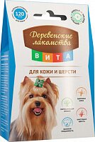 Витаминизированное лакомство для кожи и шерсти для собак "Деревенские лакомства" 120 таб (79075246)