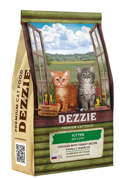 Сухой корм для котят DEZZIE Kitten (курица, индейка)