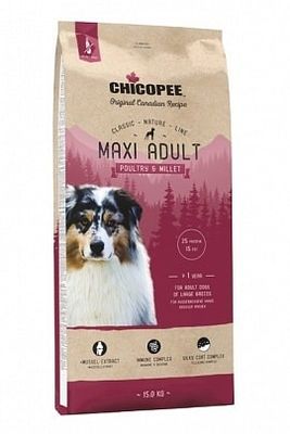 Пища для крупных собак Сухой корм для собак Chicopee CNL Maxi Adult (просо, птица)