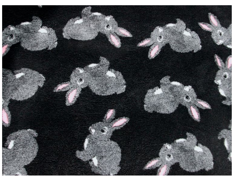 Коврик меховой для собак ProFleece Кролики 1х1.6 м, черный/серый/розовый