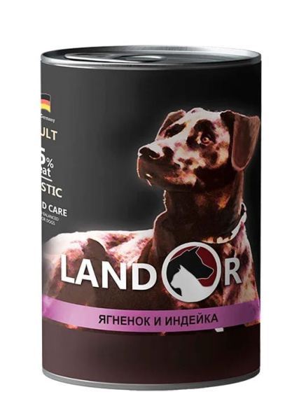 Консервы для собак LANDOR Adult All Breed (ягненок, индейка)