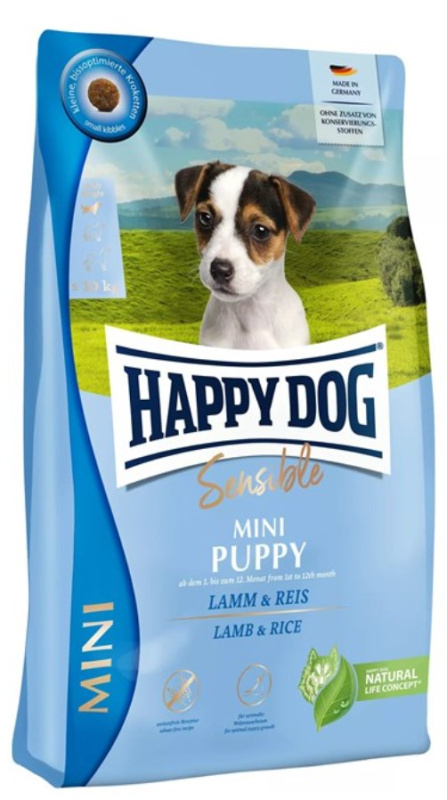 Каталог Сухой корм для щенков мини пород Happy Dog Sensible Mini Puppy (ягненок, рис) для собак