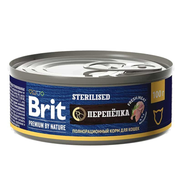 Полнорационный влажный корм для кошек Brit Premium Cat Sterilised (перепёлка)
