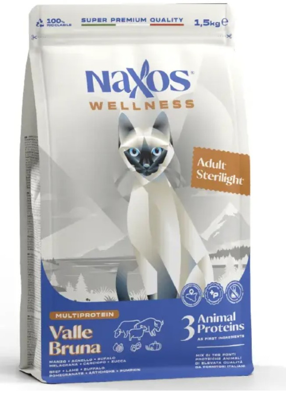 Сухой корм для кошек Adragna Naxos Wellness Adult Sterilight (говядина, ягненок, буйвол)