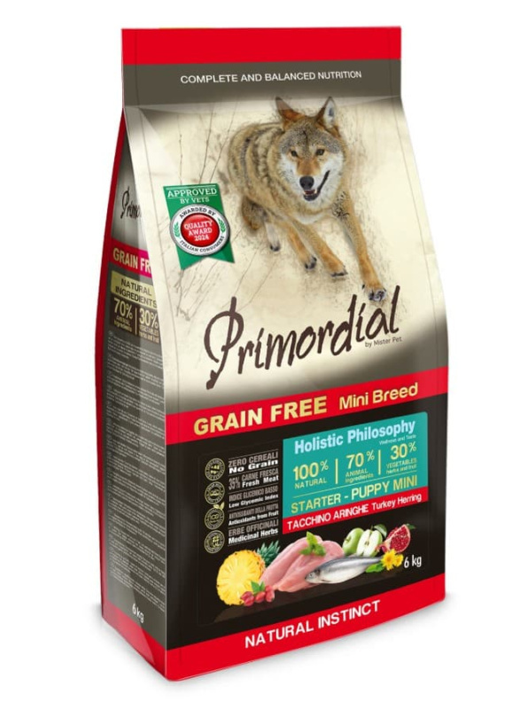 Каталог Сухой корм для щенков Primordial Puppy Mini Starter (индейка, сельдь) для собак