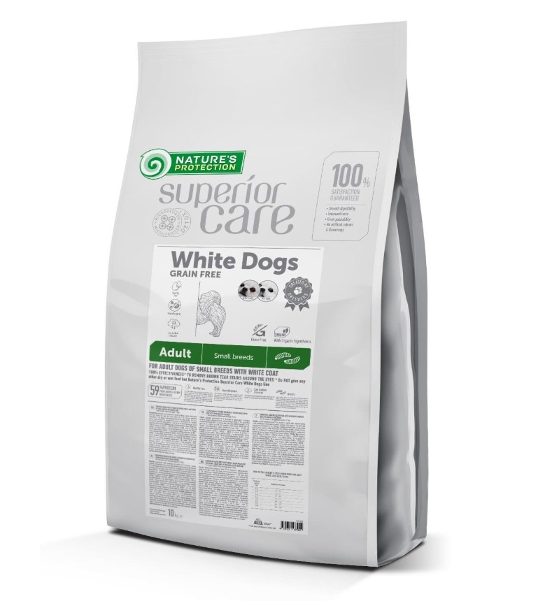 Сухой корм для собак мелких пород с белой шерстью Nature's Protection White Dog GF INSECT насекомые