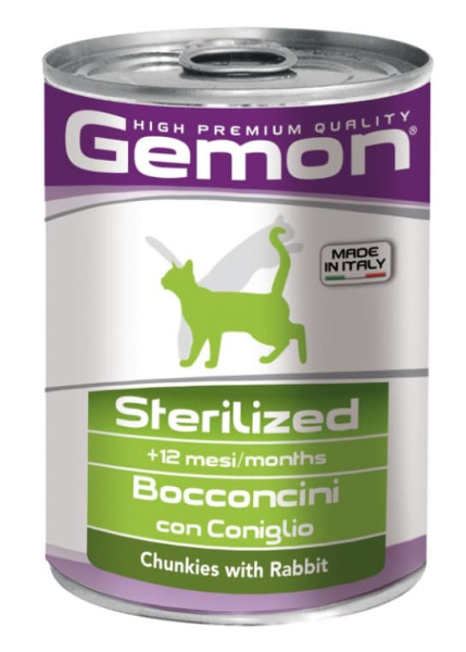 Влажный рацион для кошек Gemon Cat Sterilized (кролик)