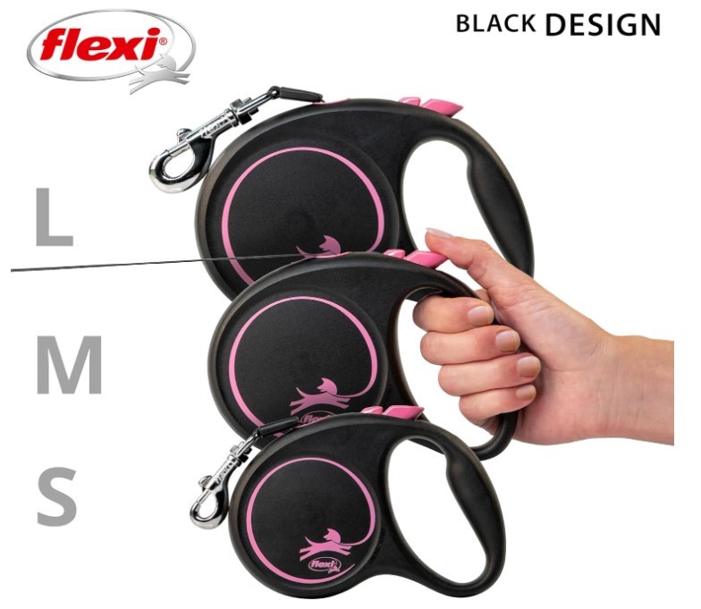 Поводок-рулетка Flexi BLACK DESIGN (лента)