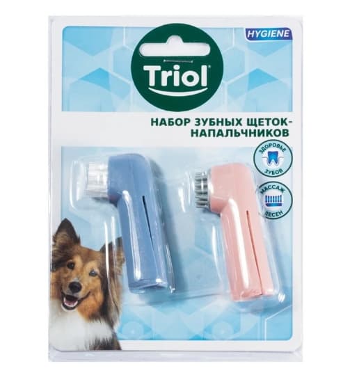 Набор зубных щеток-напальчников TRIOL 6 см*2 шт для кошек