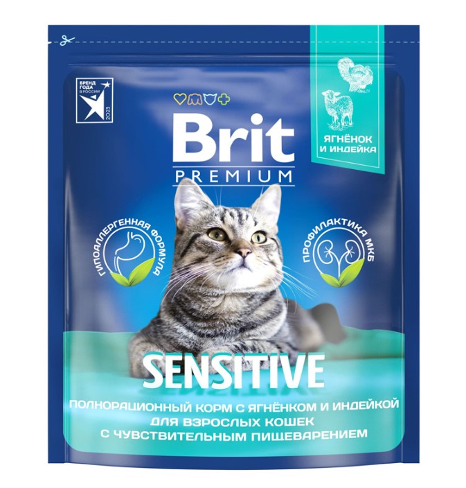Сухой корм для кошек Brit Premium Cat Sensitive (ягненок)