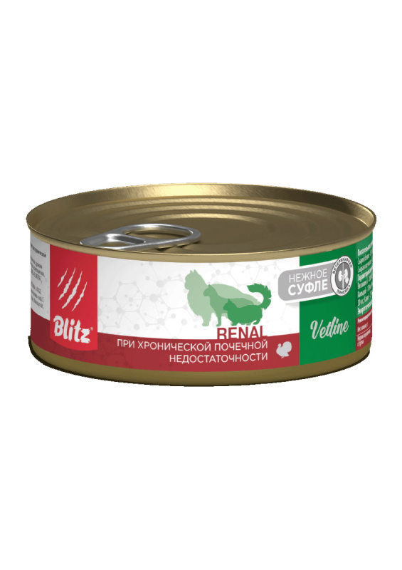 Консервы для кошек BLITZ Cat Vetline Renal (индейка)