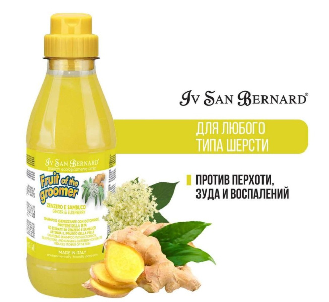 ISB Fruit of the Groomer Ginger&Elderbery Шампунь для любого типа шерсти против раздражений, перхоти