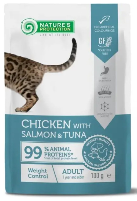 Влажный корм для кошек Nature's Protection Weight Control Adult Cat (курица, лосось, тунец)