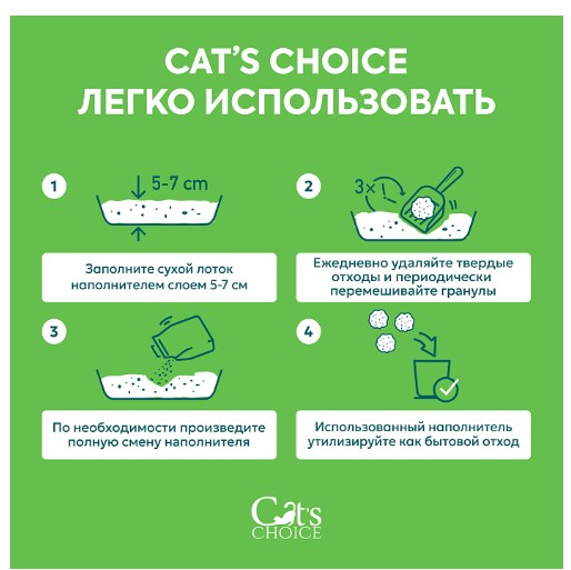Наполнитель древесный впитывающий Cat's choice