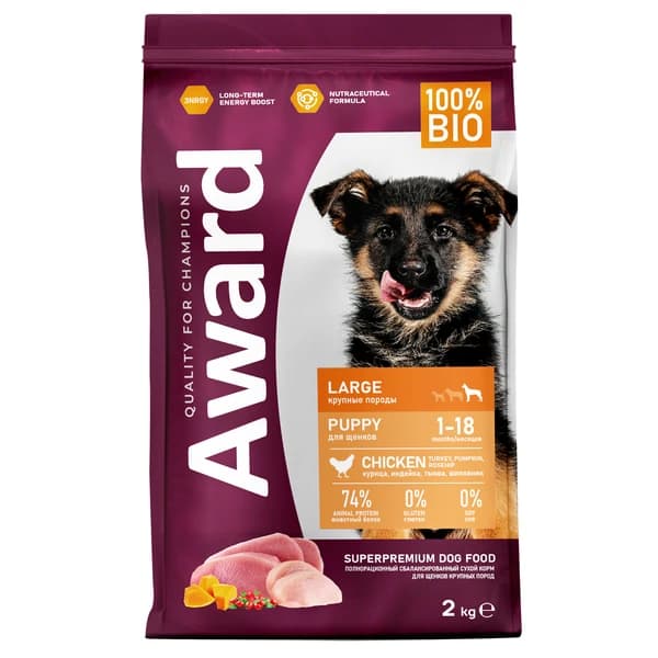 Еда для щенков крупных пород Award Puppy Large (курица, индейка)
