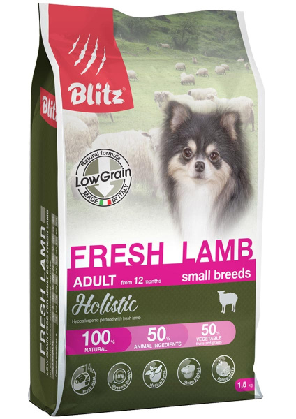Каталог Сухой корм для собак Blitz Holistic Adult Dog Small Breeds (ягненок) для собак