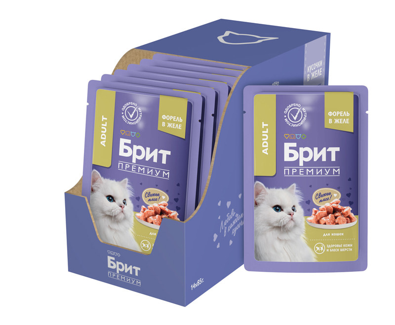 Влажный корм для кошек Brit Premium Cat (форель в желе)