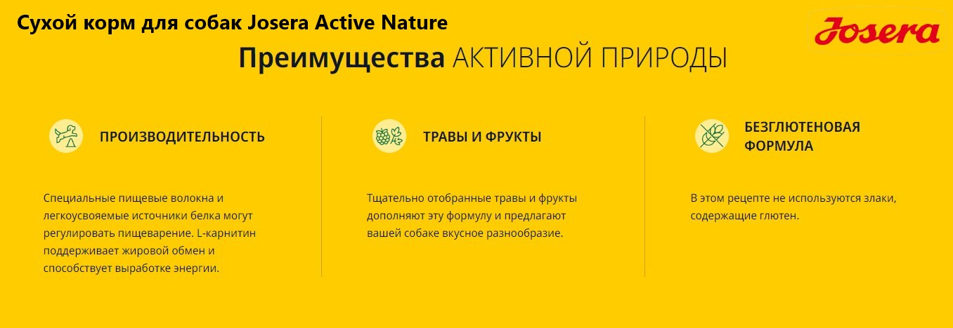 Каталог Сухой корм для собак Josera Active Nature для собак