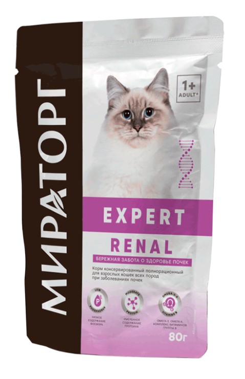 Мираторг Влажный корм для кошек при заболеваниях почек Expert Renal