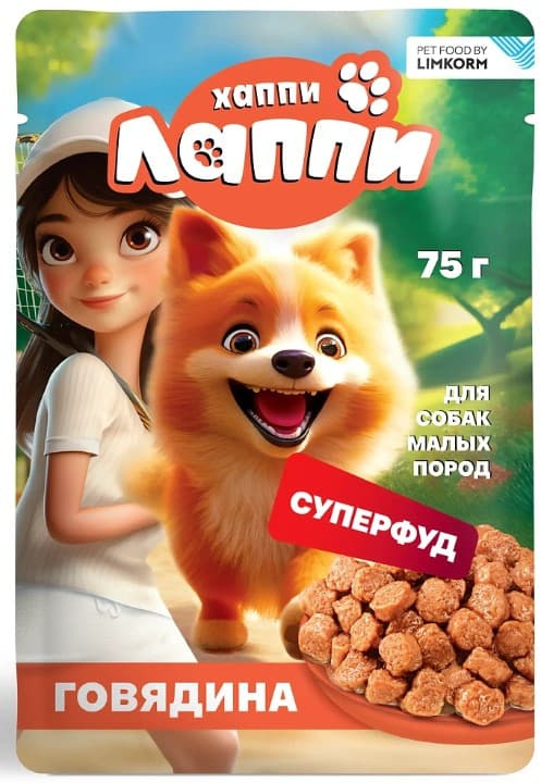 Влажный корм для собак Хаппи Лаппи Adult (говядина)