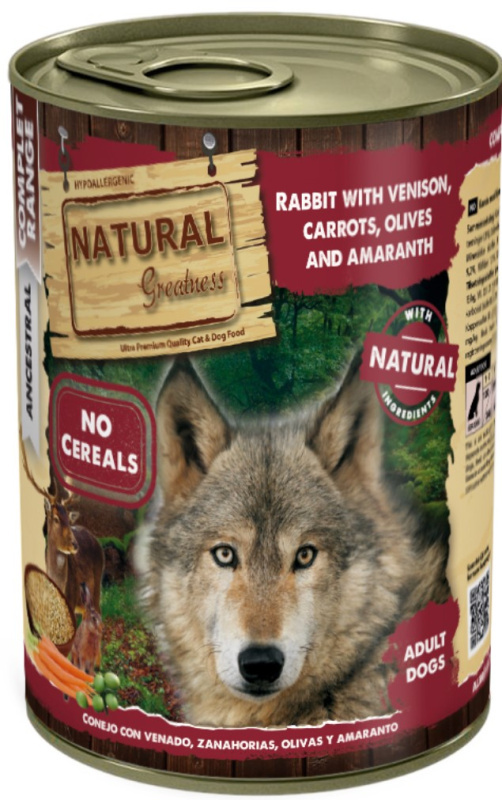 Консервы для собак Natural Greatness Adult (кролик, оленина, морковь, оливки, амарант)