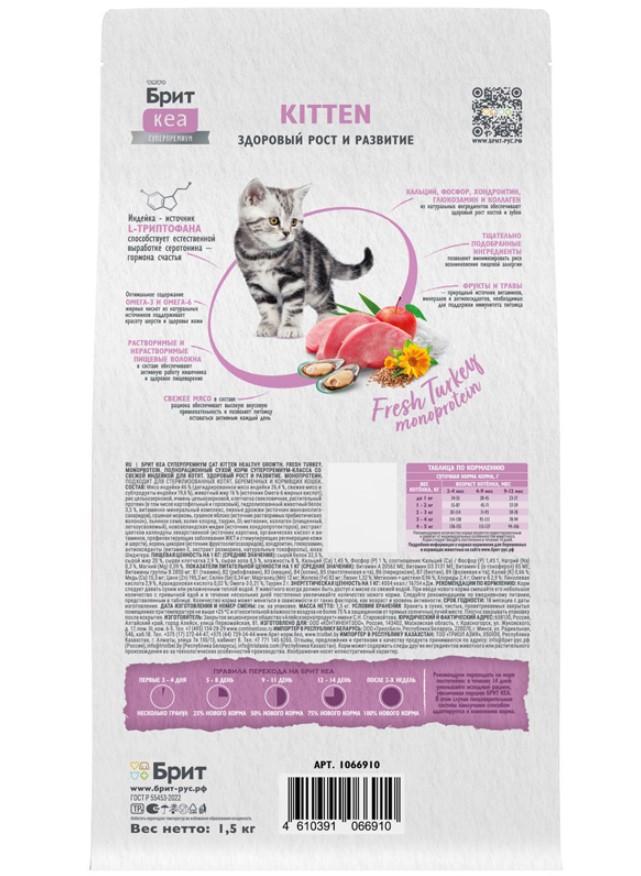 Сухой корм для котят Brit Care Cat Kitten Healthy Growth (индейка)