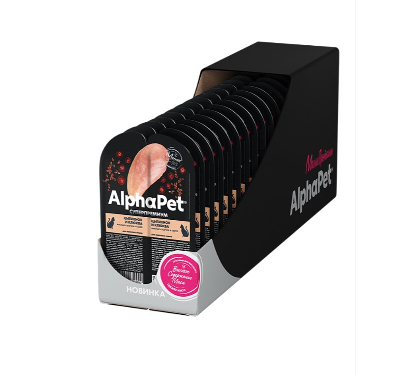 Влажный корм для кошек AlphaPet Superpremium Adult Cat в соусе (цыпленок, клюква)