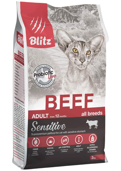 Сухой корм для кошек Blitz Adult Cats BEEF (говядина)