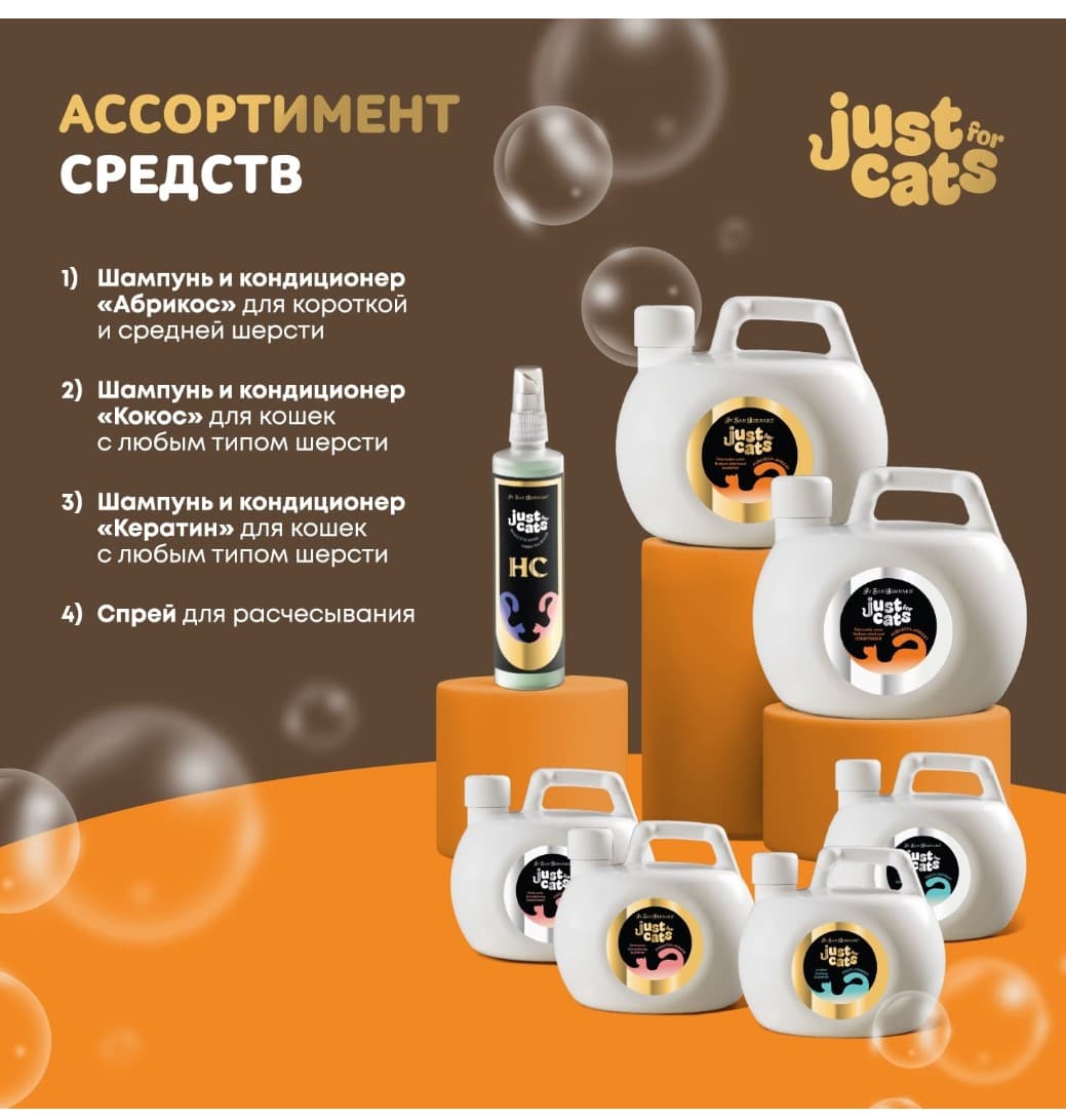 Шампунь для короткой и средней шерсти для кошек Iv San Bernard Just for cats Apricot для кошек