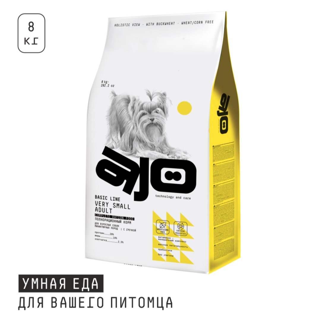 Каталог Сухой корм для собак миниатюрных пород AJO Basic Line Very Small Adult Dog для собак