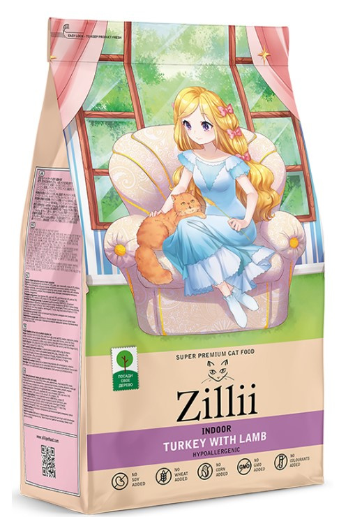 Сухой корм для кошек ZILLII Indoor Adult Cat (индейка, ягненок)