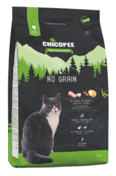Сбалансированный сухой корм для кошек Chicopee HNL NO GRAIN (беззерновой)