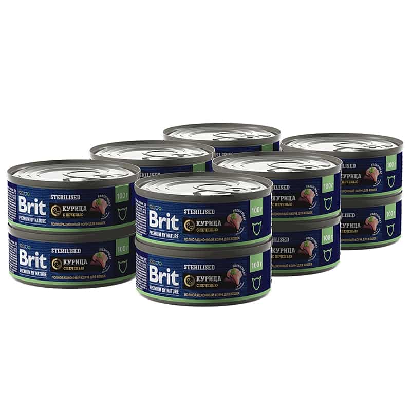 Пища для кошек Brit Premium Cat Sterilised (курица, печень)