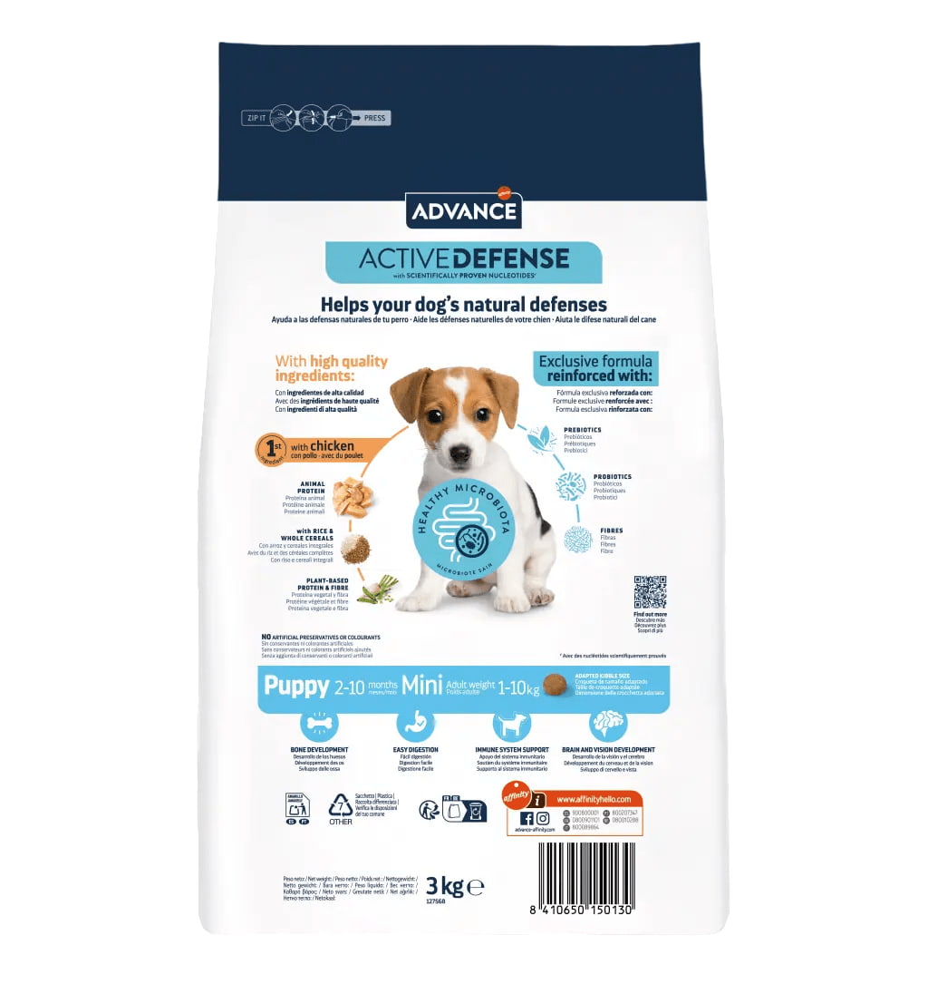 Еда для мелких щенков Сухой корм для щенков мини пород Advance Dog Mini Puppy Protect (курица)