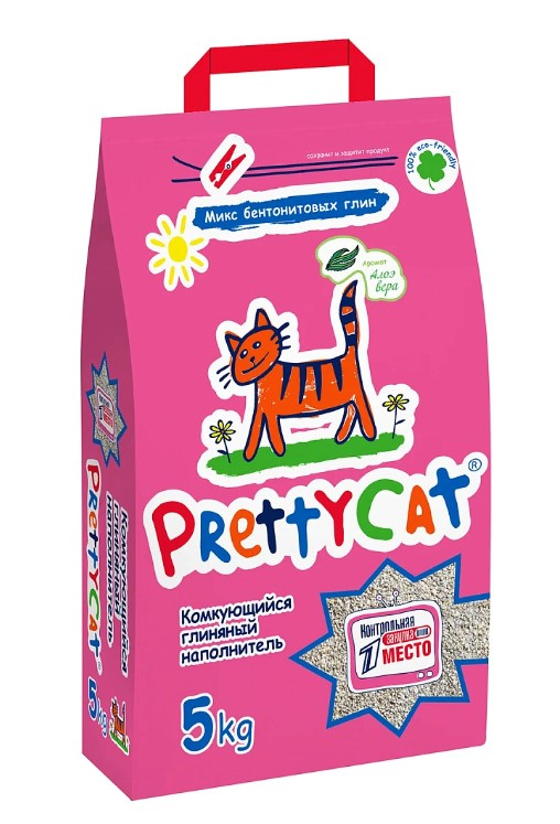 Наполнитель PrettyCat комкующийся бентонитовый Euro Mix (алоэ вера)