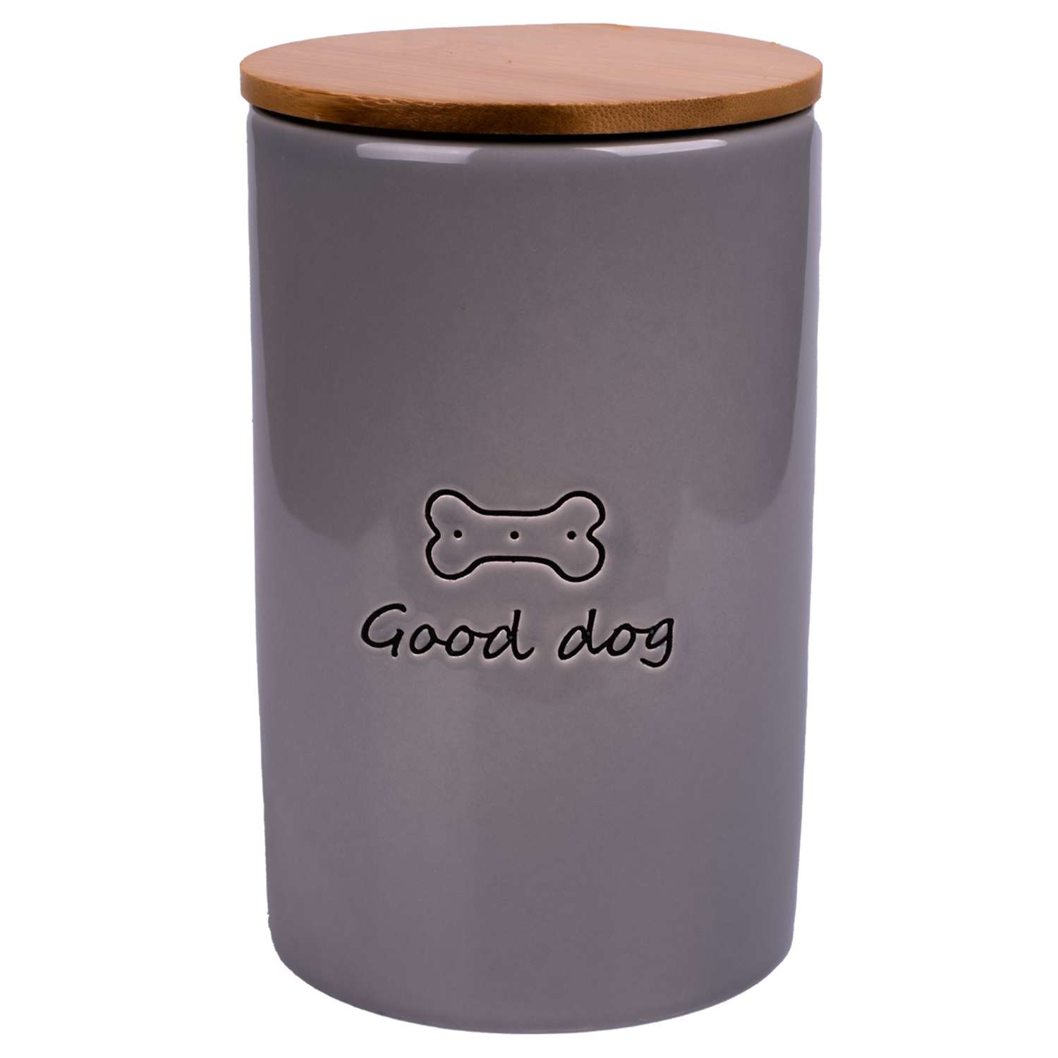 Mr.Kranch Бокс керамический для хранения корма собак GOOD DOG 850 мл, серый