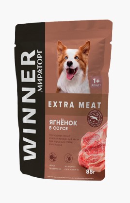 Паучи для собак всех пород  Winner Extra Meat "Ягнёнок в соусе"