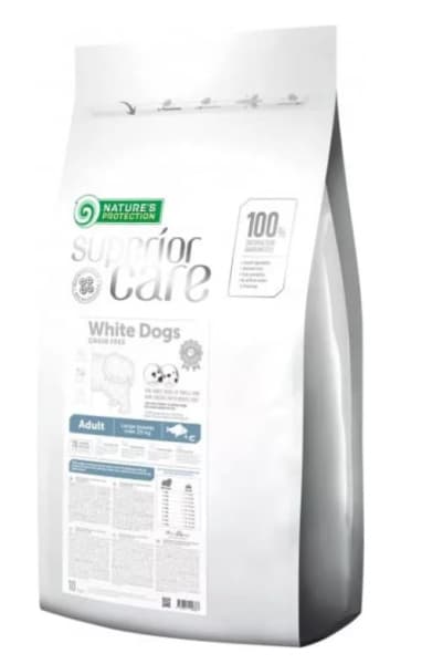 Пища для собак с белой шерстью Сухой корм для собак Nature's Protection SC White Dogs GF White Fish Adult Large Breeds (Бела