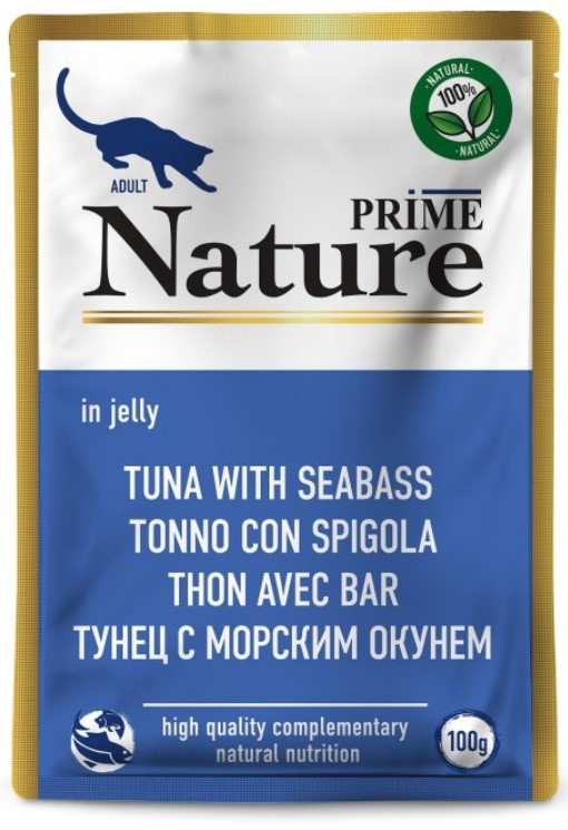 Влажный корм для кошек PRIME NATURE Adult Cat в желе (тунец, морской окунь)
