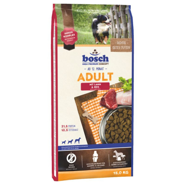 Каталог Сухой корм для собак Bosch Adult (ягненок, рис) для собак