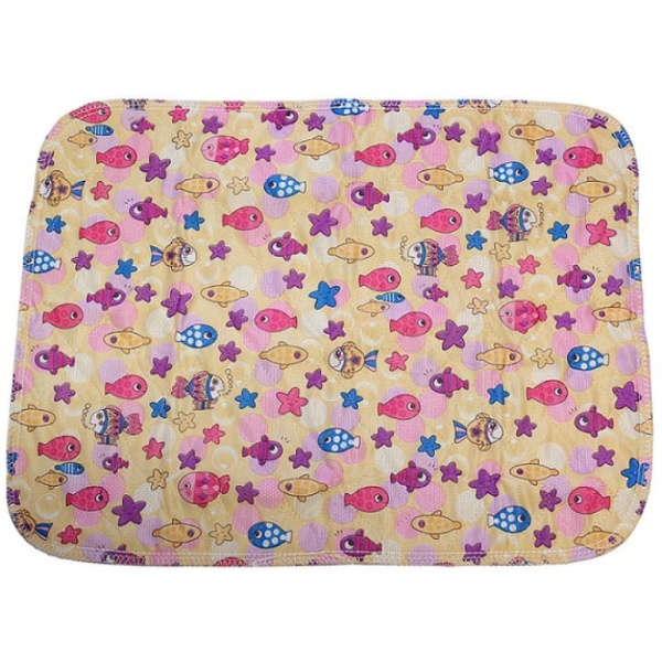 Многоразовая пеленка для собак (желтая с рыбками) Hippie Pet 70х90 см (7090-4)