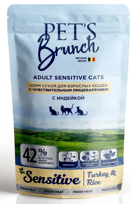 Сухой корм для кошек Pet's Brunch Adult Sensitive (индейка)