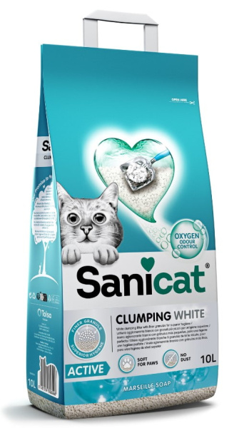 Наполнитель бентонитовый Sanicat Clumping White ACTIVE Marseille Soap
