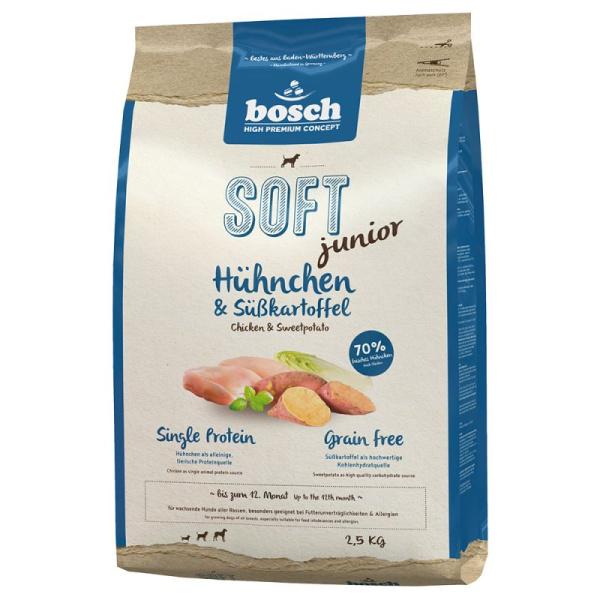 Еда для собак Сухой корм для щенков Bosch SOFT Junior (цыпленок с бататом)