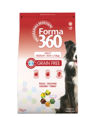 Каталог Сухой корм для собак Forma 360 Dog Adult Medium-Maxi Grain Free (курица, индейка) для собак