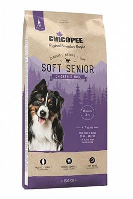 Еда для  стареющих собак Сухой корм для собак Chicopee CNL Soft Senior Chicken & Rice (курица, рис) 15 кг