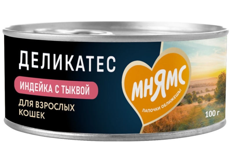 Влажный корм Мнямс Индейка с тыквой для кошек "Паштет по-оксфордски"
