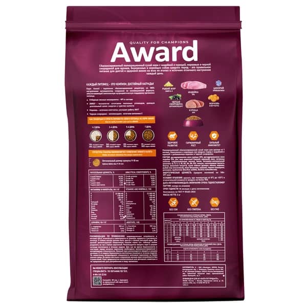 Еда для щенков средних пород Award Puppy Medium (индейка, курица)