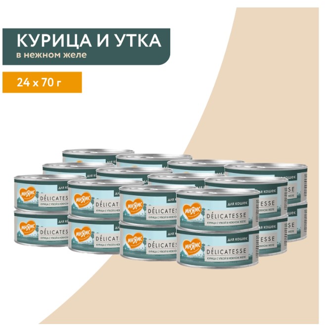 Влажный дополнительный корм Мнямс для кошек Курица с уткой в нежном желе