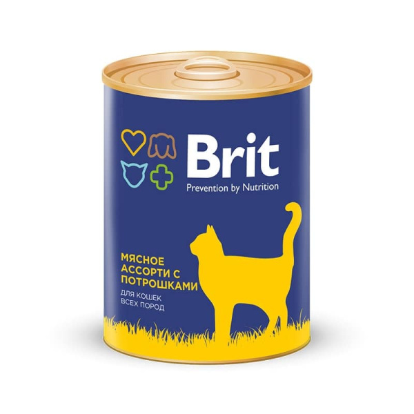 Консервированный корм для кошек Brit Premium Beef and Offal Medley мясное ассорти с потрошками